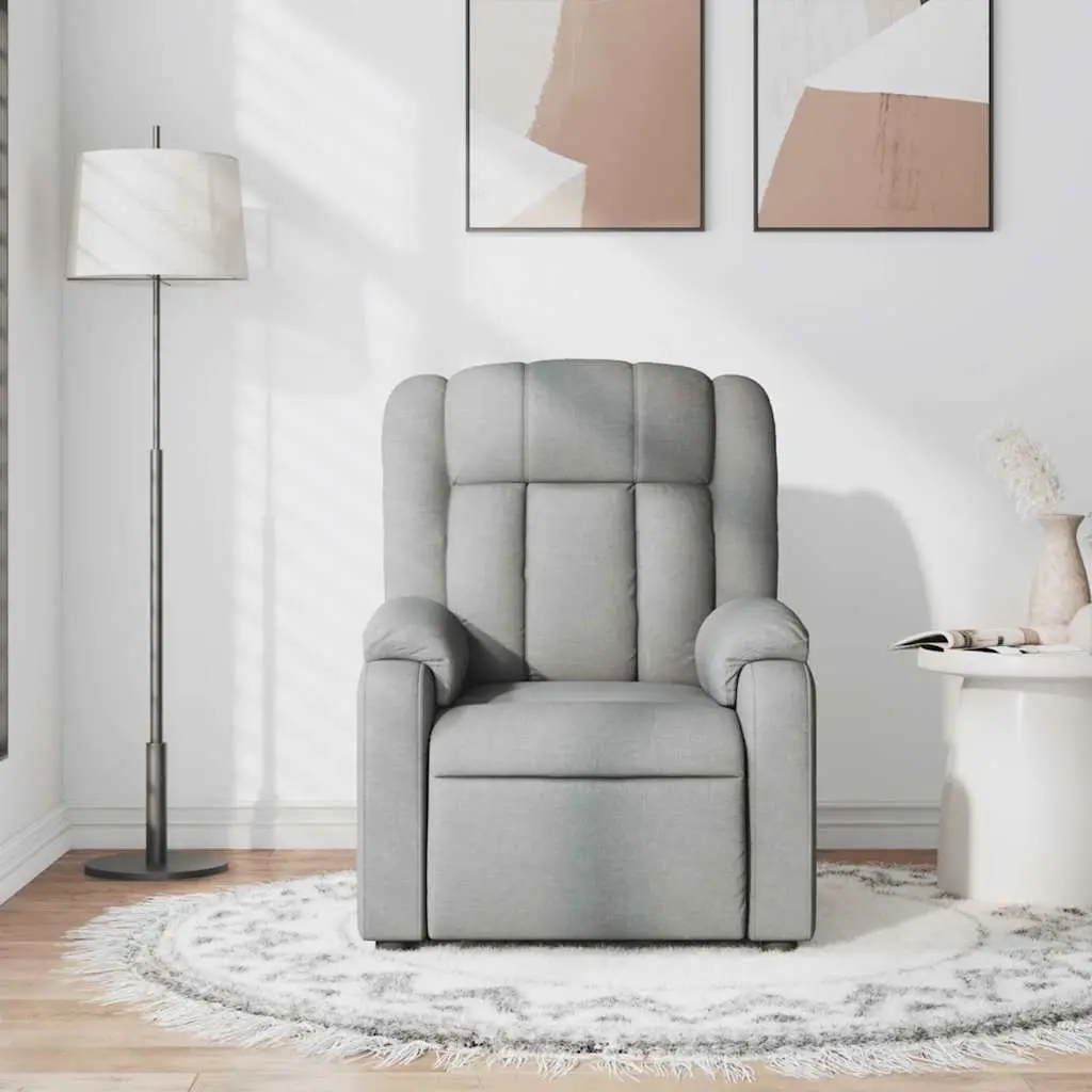 Massage Recliner Chair Living Room Manual Recline Light Grey Fabric