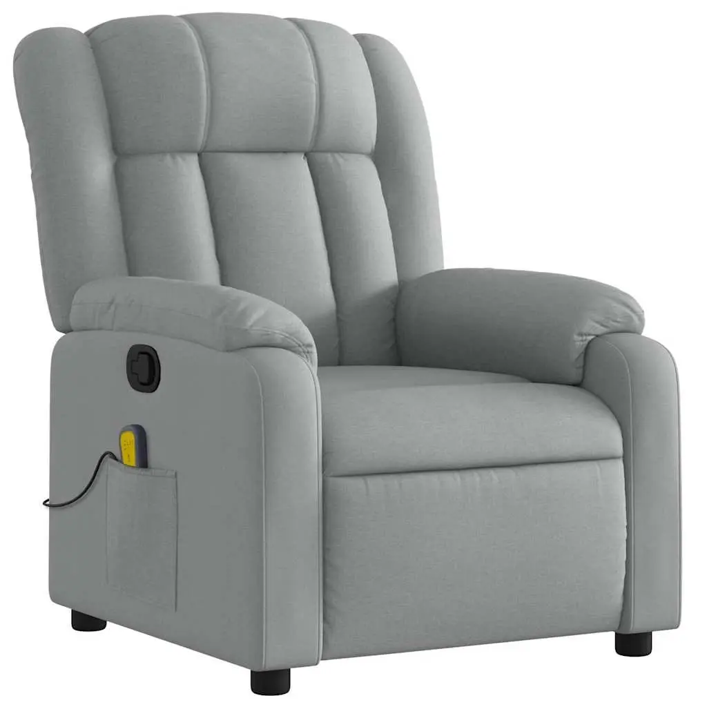Massage Recliner Chair Living Room Manual Recline Light Grey Fabric