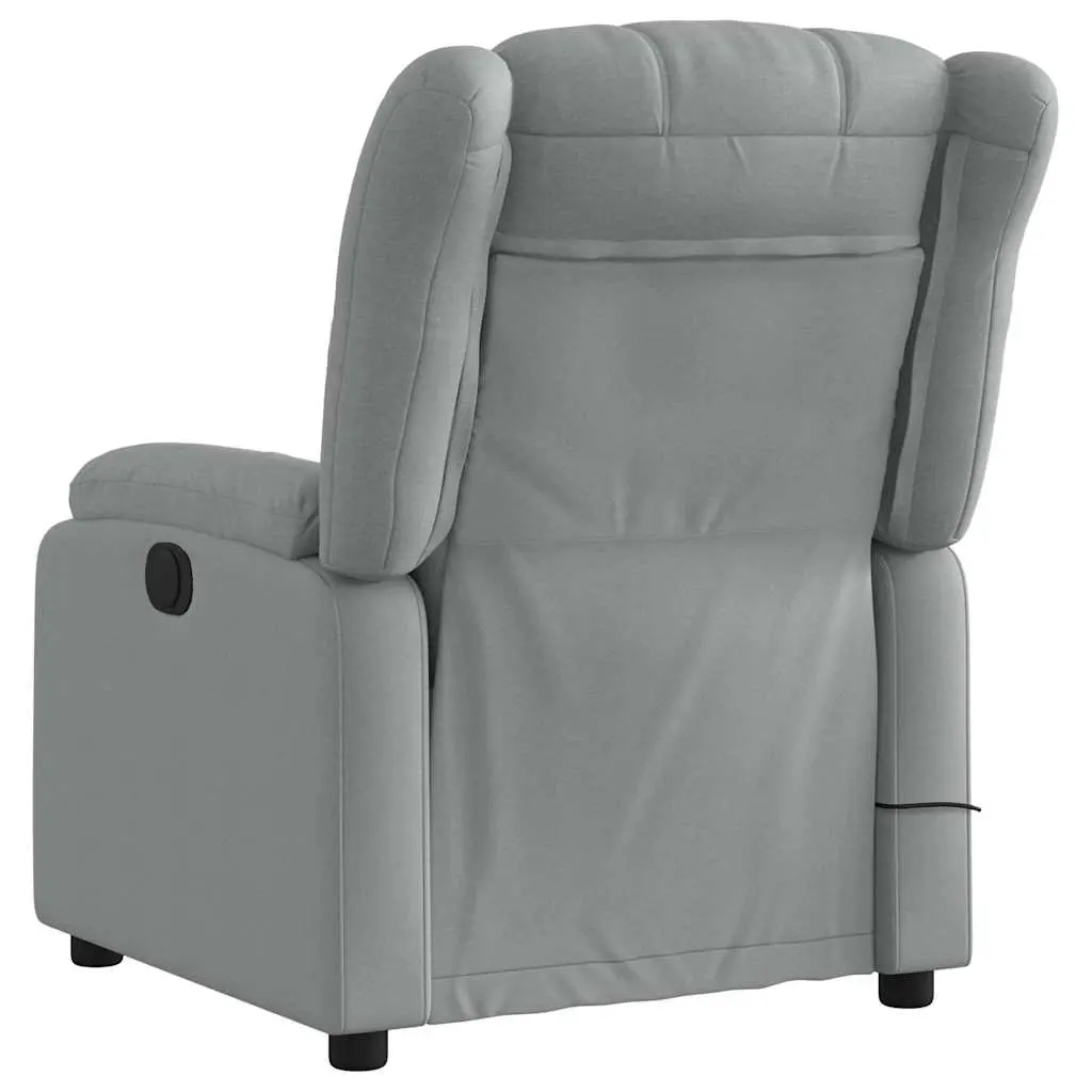 Massage Recliner Chair Living Room Manual Recline Light Grey Fabric