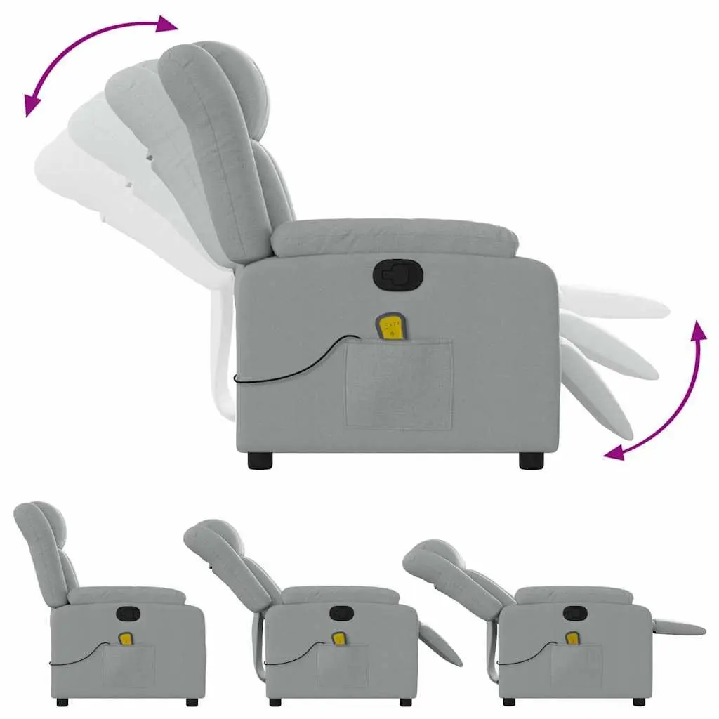 Massage Recliner Chair Living Room Manual Recline Light Grey Fabric