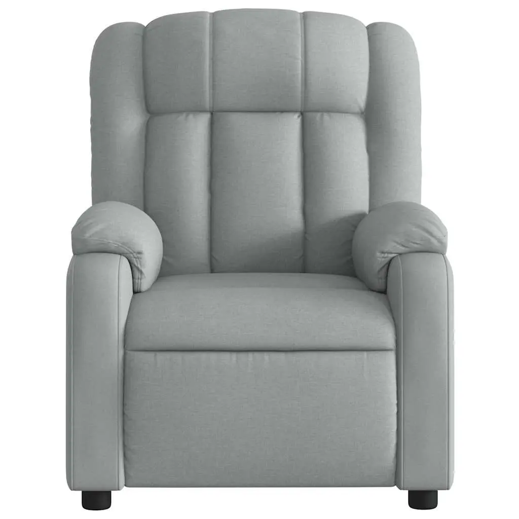 Massage Recliner Chair Living Room Manual Recline Light Grey Fabric