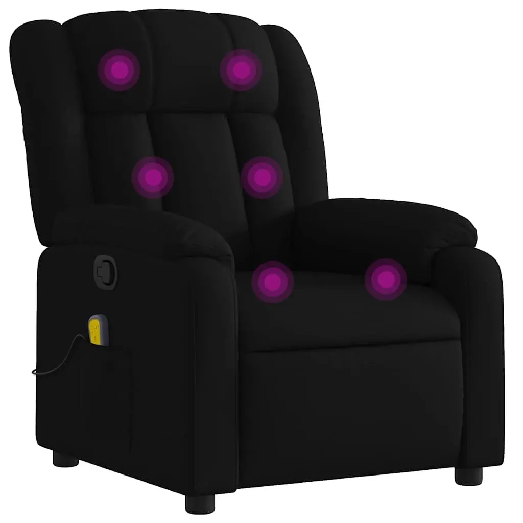 Massage Recliner Chair for Living Room Black Fabric Manual Recline 6 Points Vibration