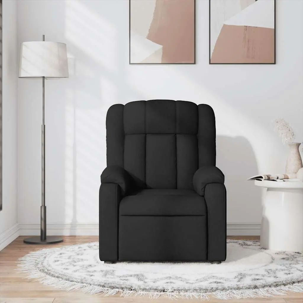 Massage Recliner Chair for Living Room Black Fabric Manual Recline 6 Points Vibration