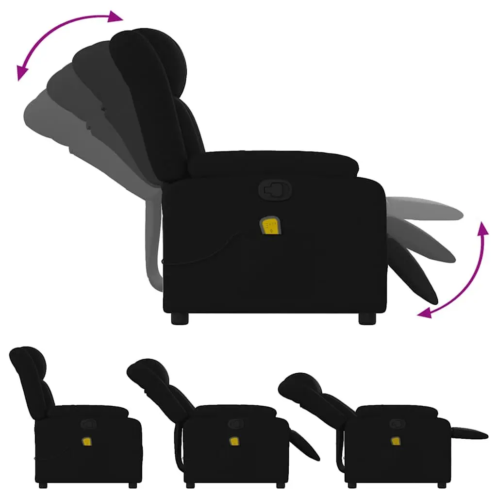Massage Recliner Chair for Living Room Black Fabric Manual Recline 6 Points Vibration