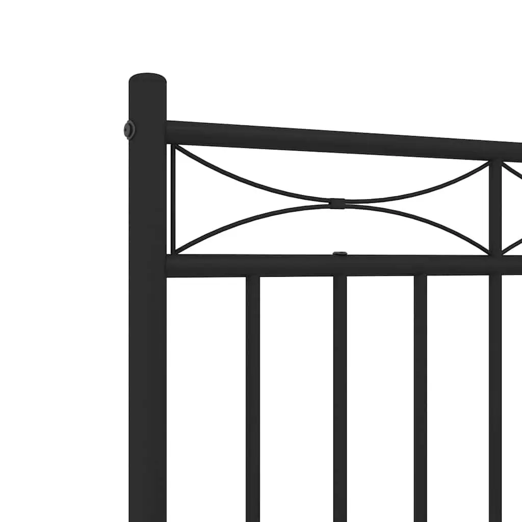 Metal Bed Frame Bedroom 135x190 cm Black Steel Slats Centre Support