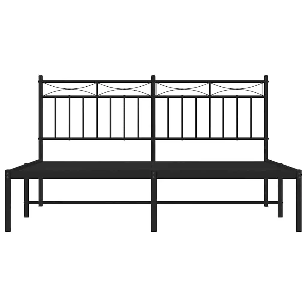 Metal Bed Frame 150x200 cm with Headboard Black Steel Bedroom Furniture