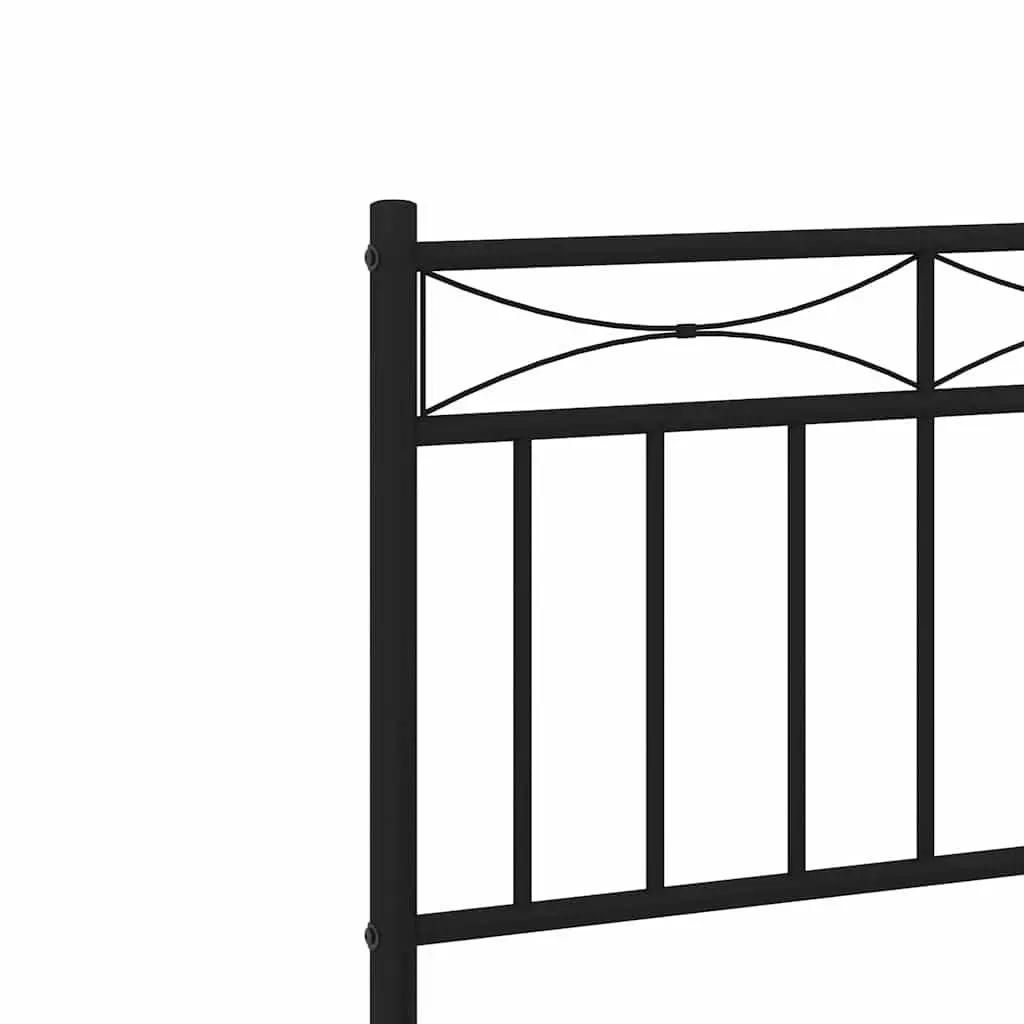 Metal Bed Frame 150x200 cm with Headboard Black Steel Bedroom Furniture