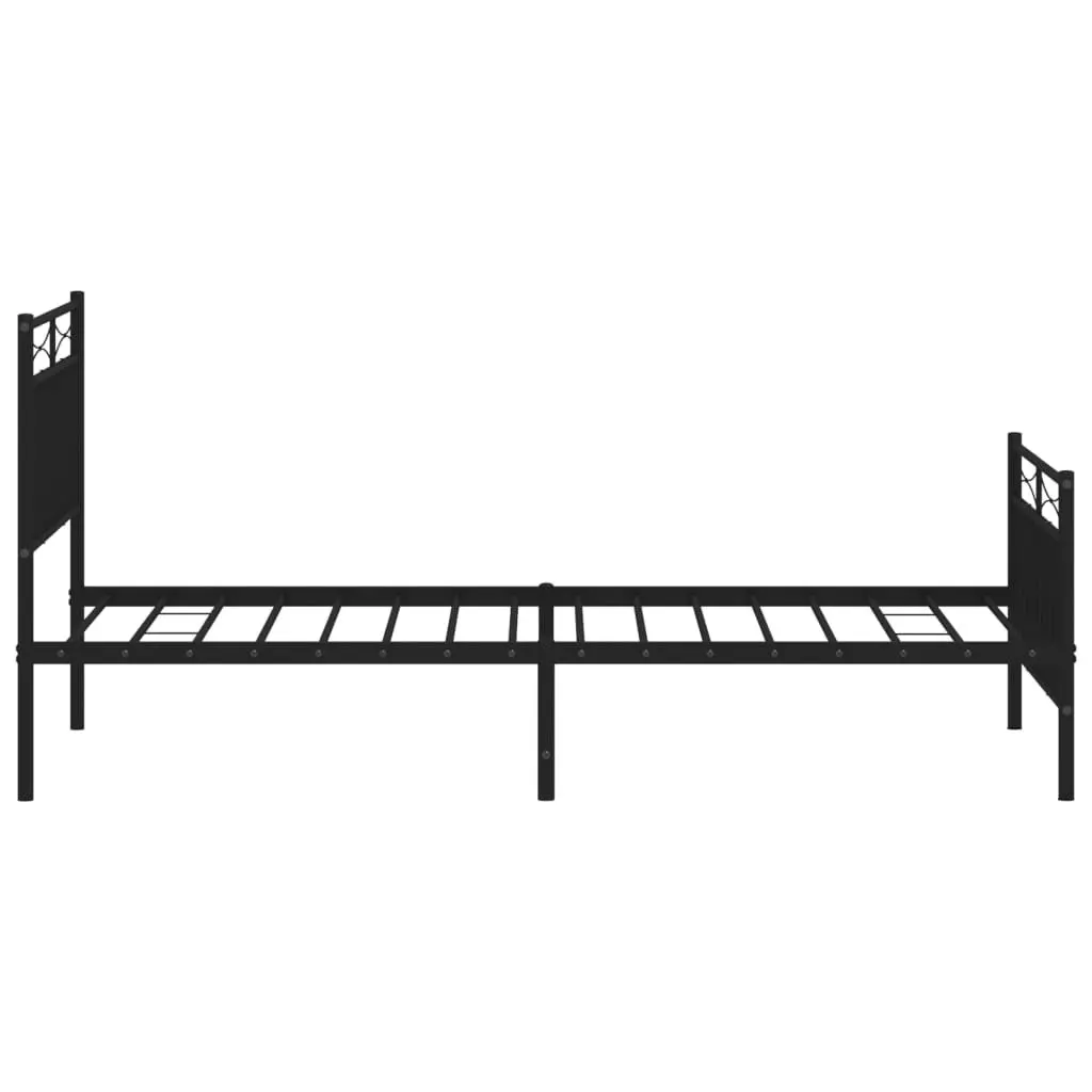 Metal Bed Frame Bedroom 90x190 cm Black Steel Slats Support