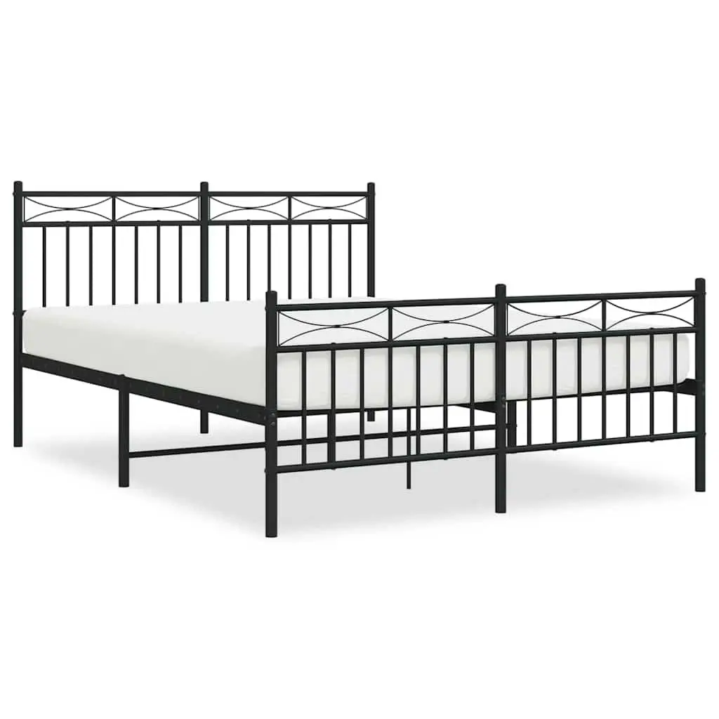Metal Bed Frame Bedroom 135x190 cm Black