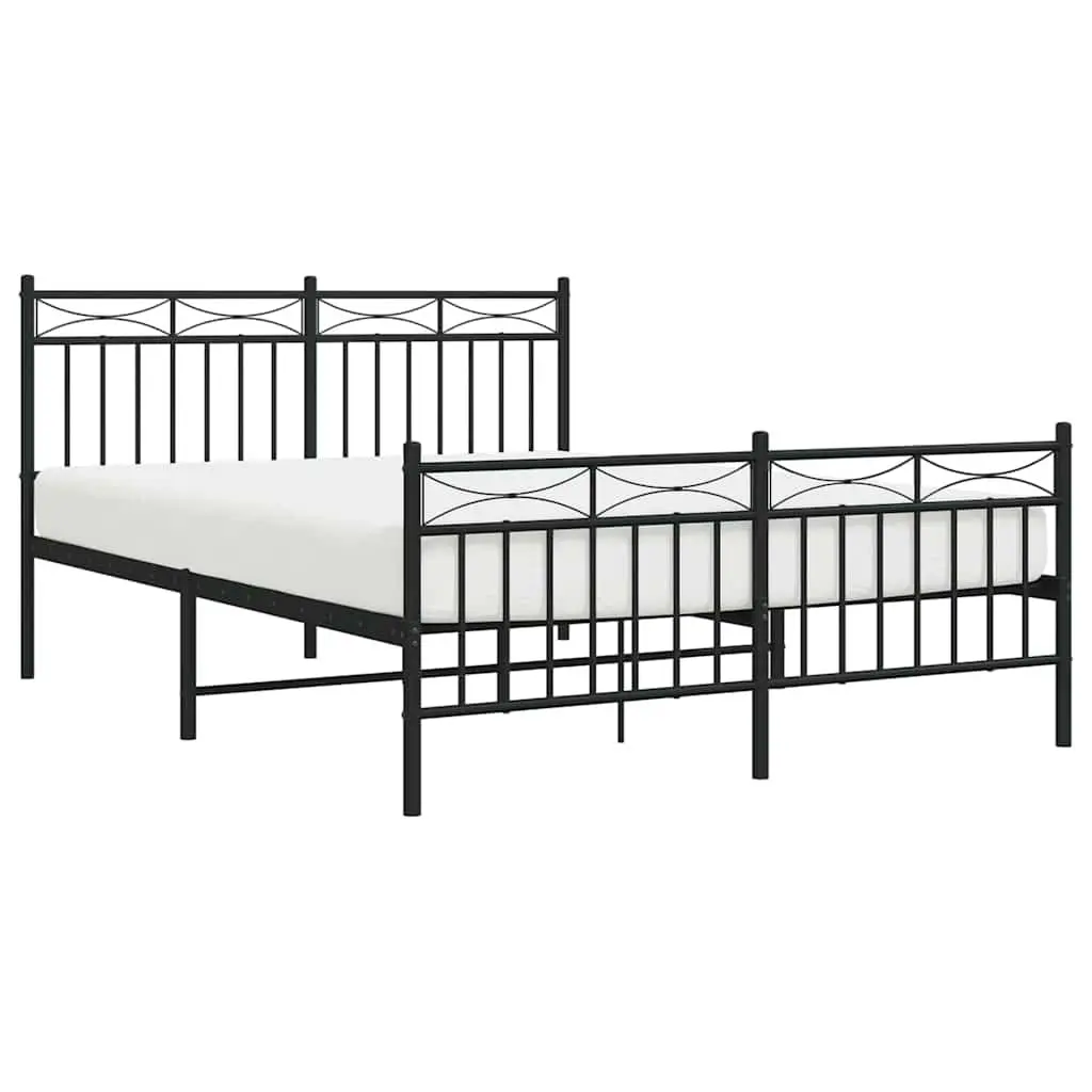 Metal Bed Frame Bedroom 135x190 cm Black