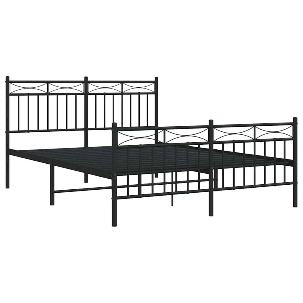 Metal Bed Frame Bedroom 135x190 cm Black