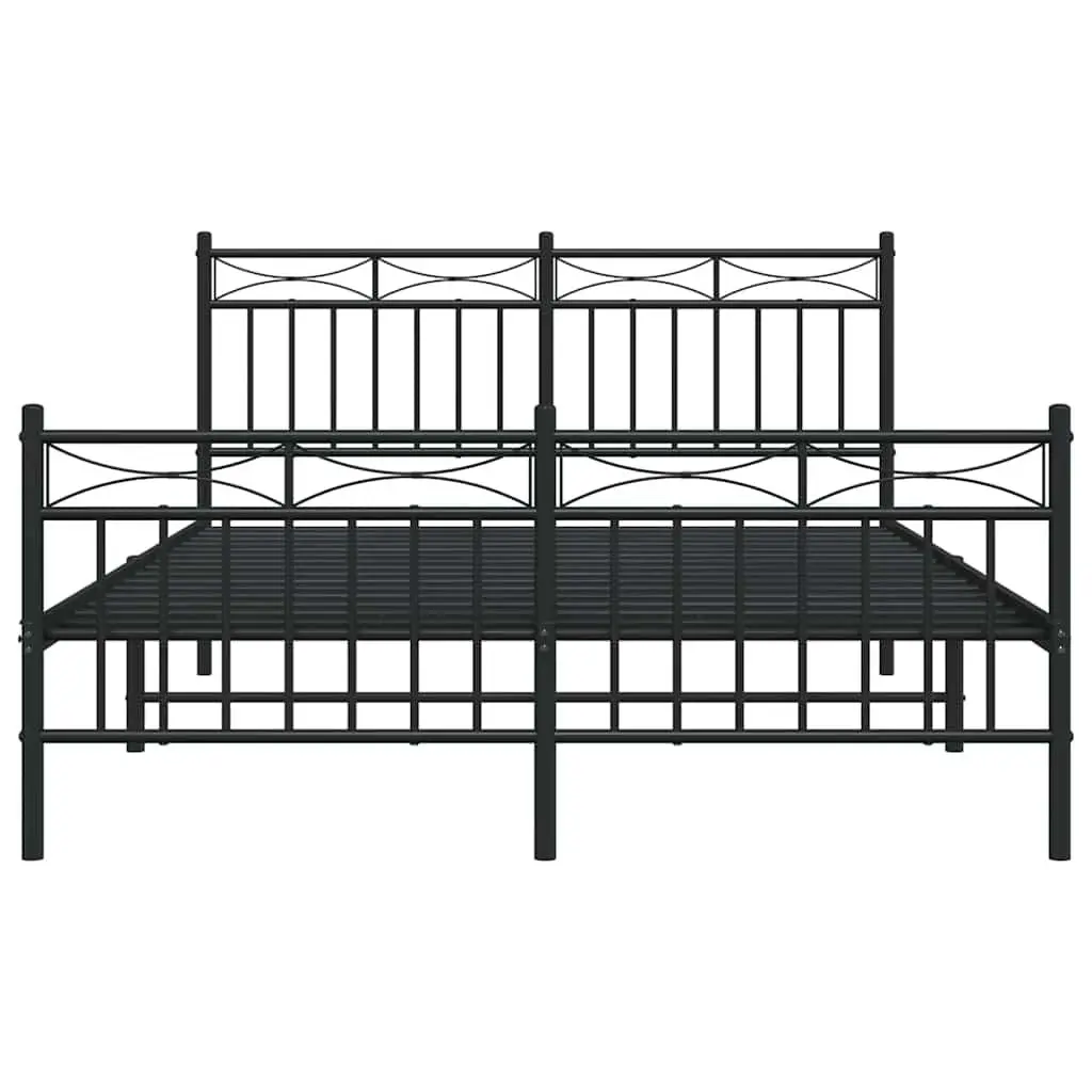 Metal Bed Frame Bedroom 135x190 cm Black