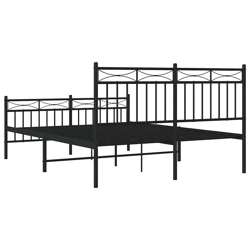 Metal Bed Frame Bedroom 135x190 cm Black