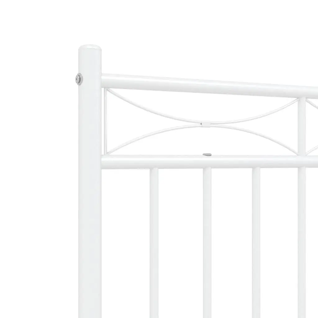 Metal Bed Frame for Bedroom 135x190 cm with Headboard and Footboard White Steel