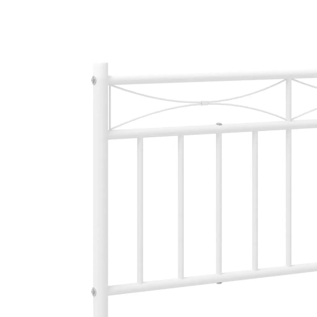 Metal Bed Frame King Size 183x203 cm with Footboard White Bedroom Furniture