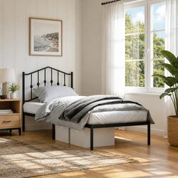 90x190 cm Metal Bed Frame in Black - Specs Included