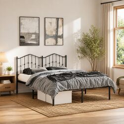 Black Metal Bed Frame with Headboard, 150x200 cm Specifications