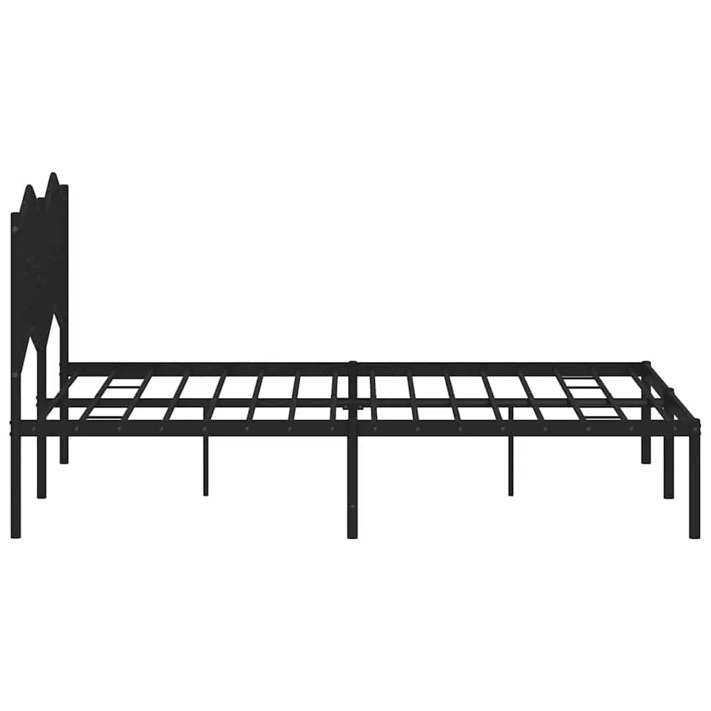 Metal Bed Frame with Headboard Black 150x200 cm Bedroom Furniture Base