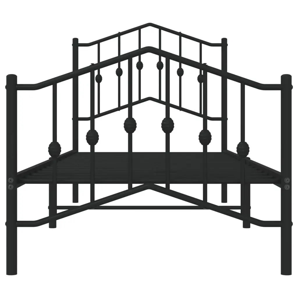 Metal Bed Frame Bedroom 90x190 cm with Footboard Headboard Black