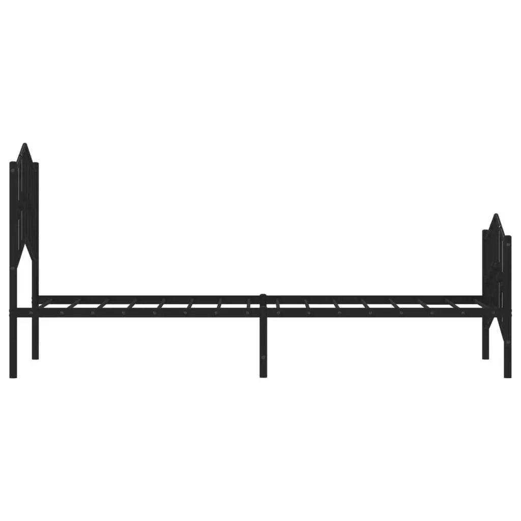 Metal Bed Frame Bedroom 90x190 cm with Footboard Headboard Black