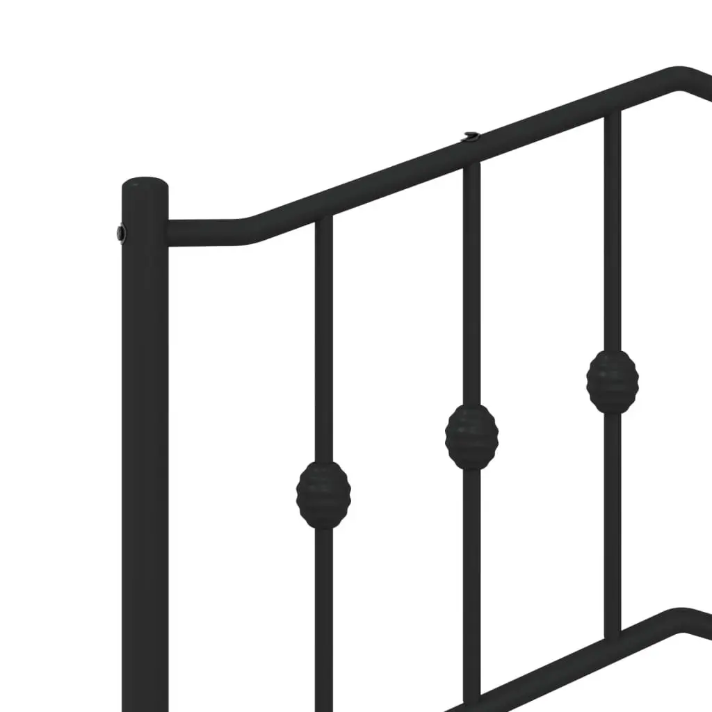 Metal Bed Frame Bedroom 90x190 cm with Footboard Headboard Black