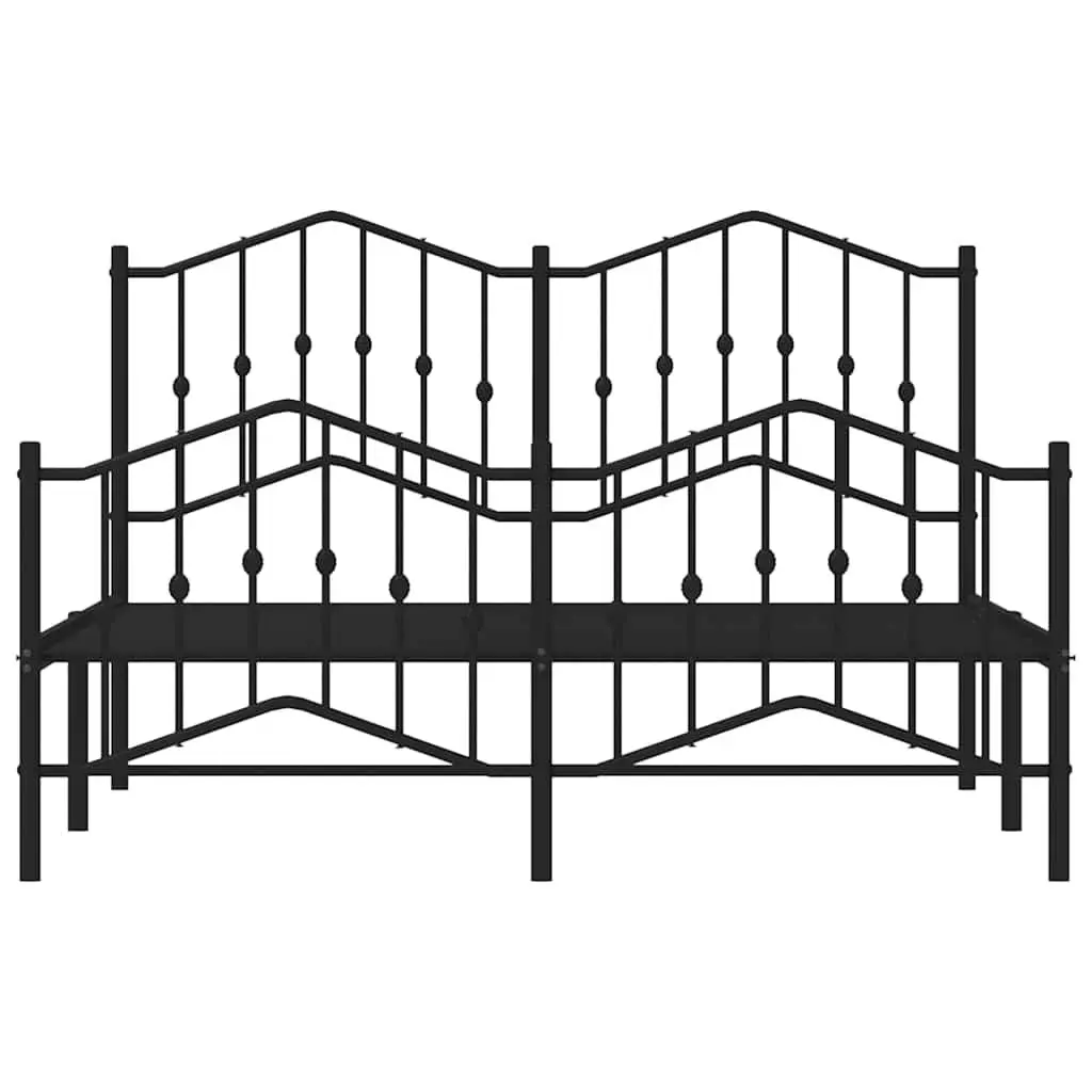 Metal Bed Frame Queen Size 150x200cm Bedroom Furniture Headboard Footboard Black