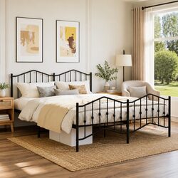 Metal Bed Frame King 183x203 cm Black - Specifications Inside