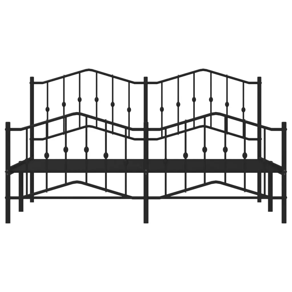 Metal Bed Frame King 183x203 cm with Footboard Headboard Black Bedroom Furniture