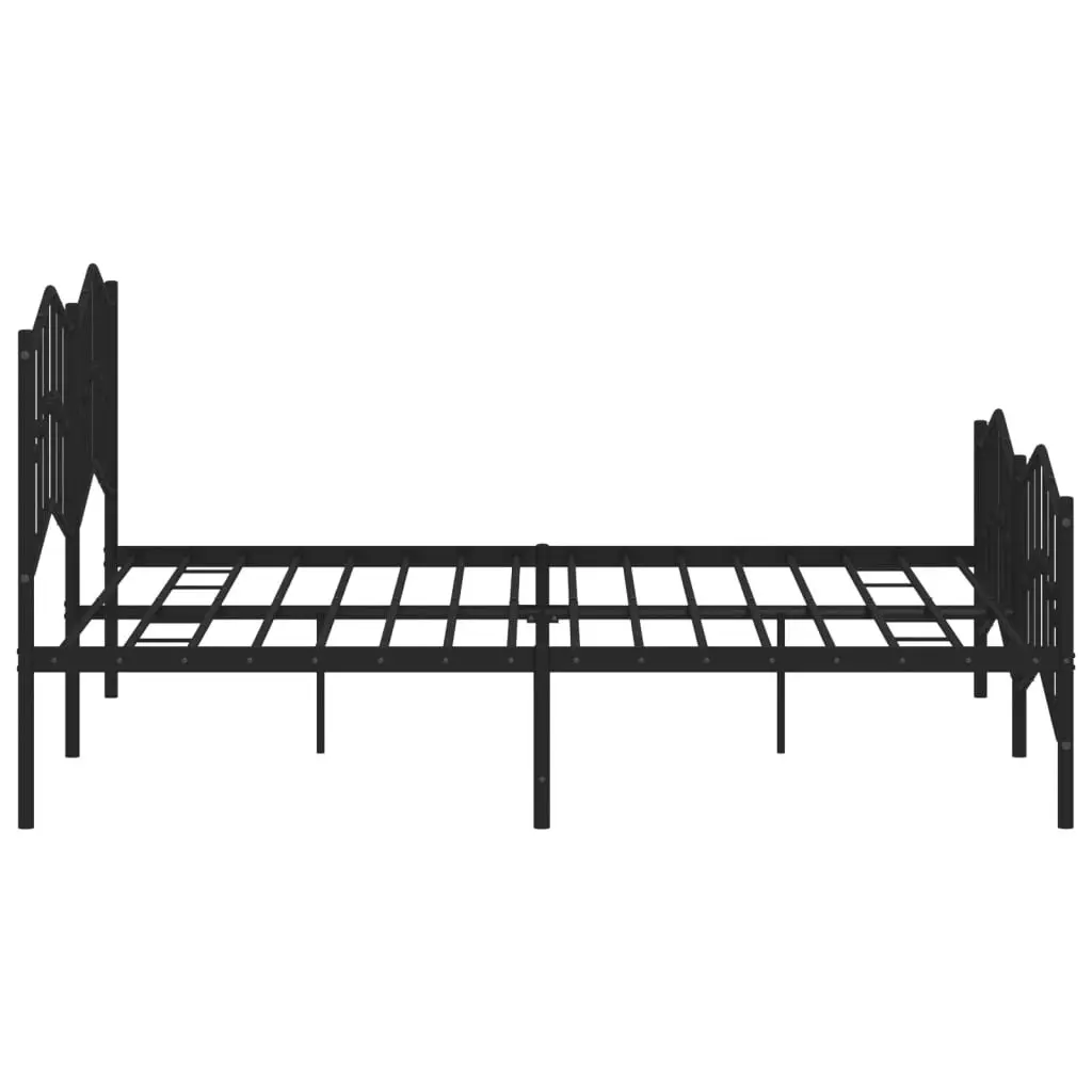 Metal Bed Frame King 183x203 cm with Footboard Headboard Black Bedroom Furniture