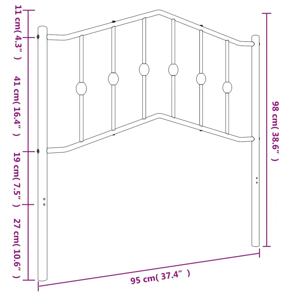 Metal Headboard Black 90cm Bedroom Furniture