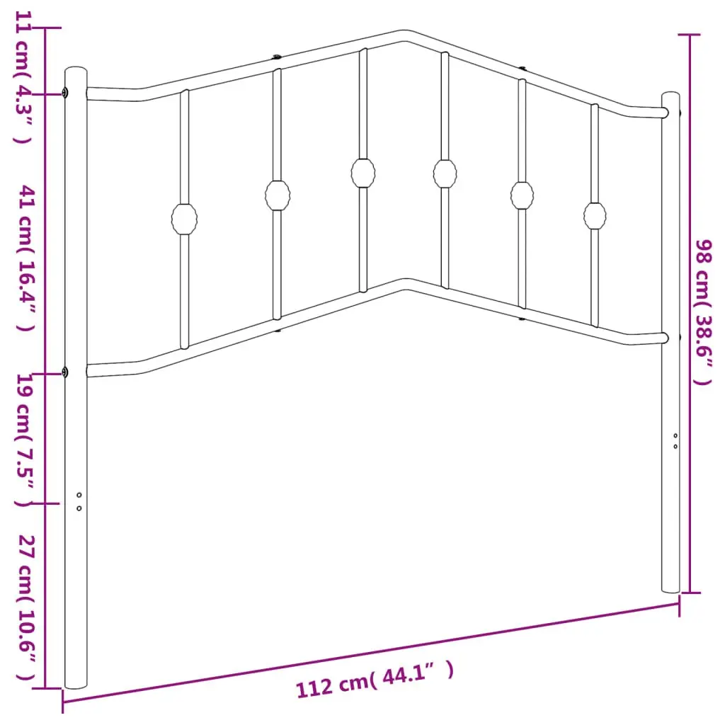 Metal Headboard Black Bedroom 107cm