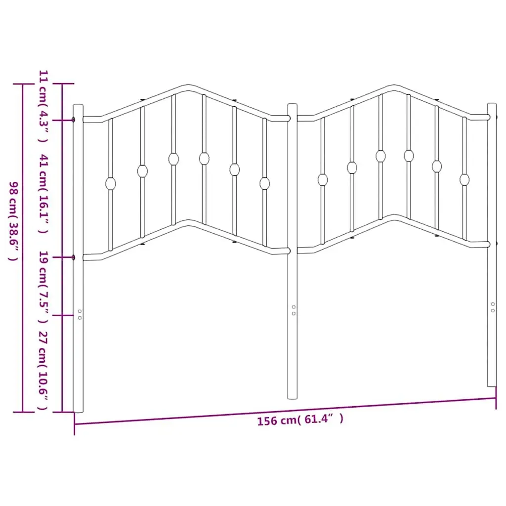 Metal Headboard Black 150cm Bed Header Bedroom Furniture Sturdy Steel Frame