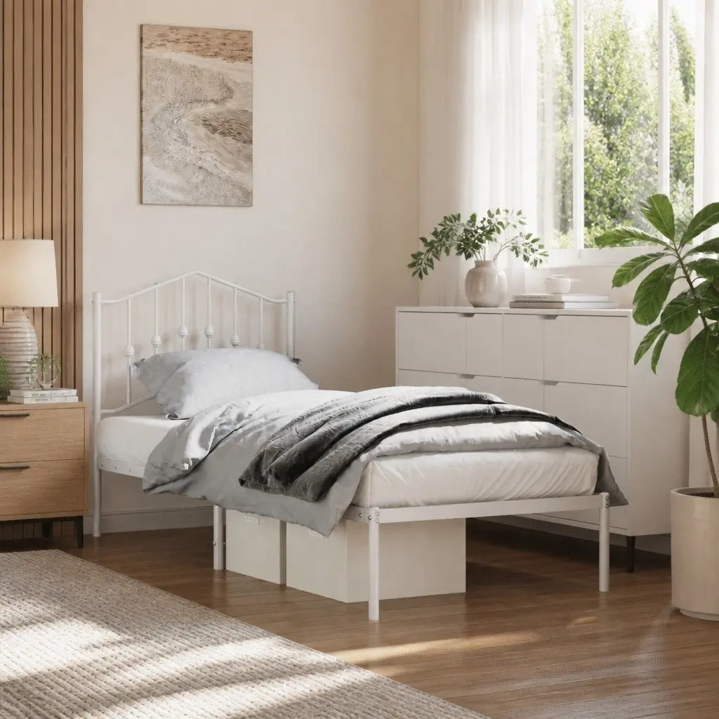 Metal Bed Frame with Headboard for Bedroom 90x190 cm
