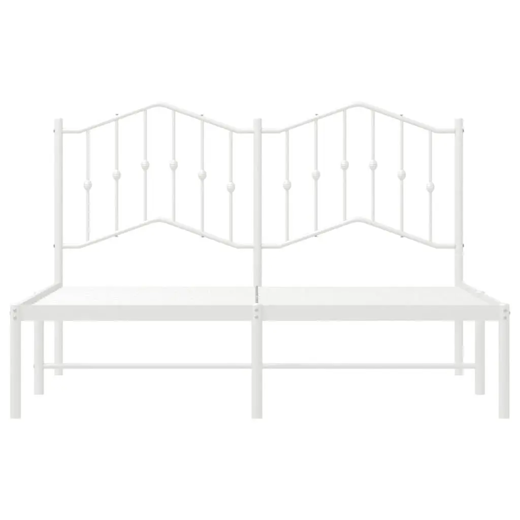 Metal Bed Frame with Headboard, 150x200 cm, White