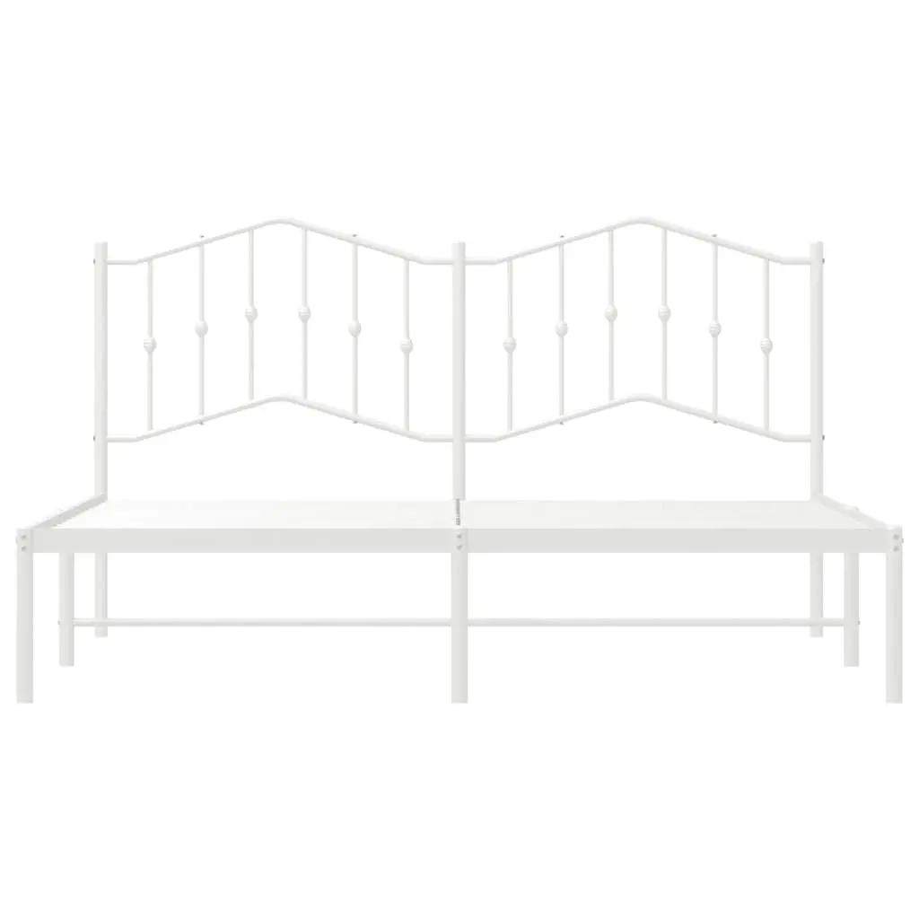 Metal Bed Frame King Size 183x203 cm with Headboard Slatted Base White