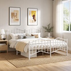 Metal Bed Frame Specifications: King Size, White