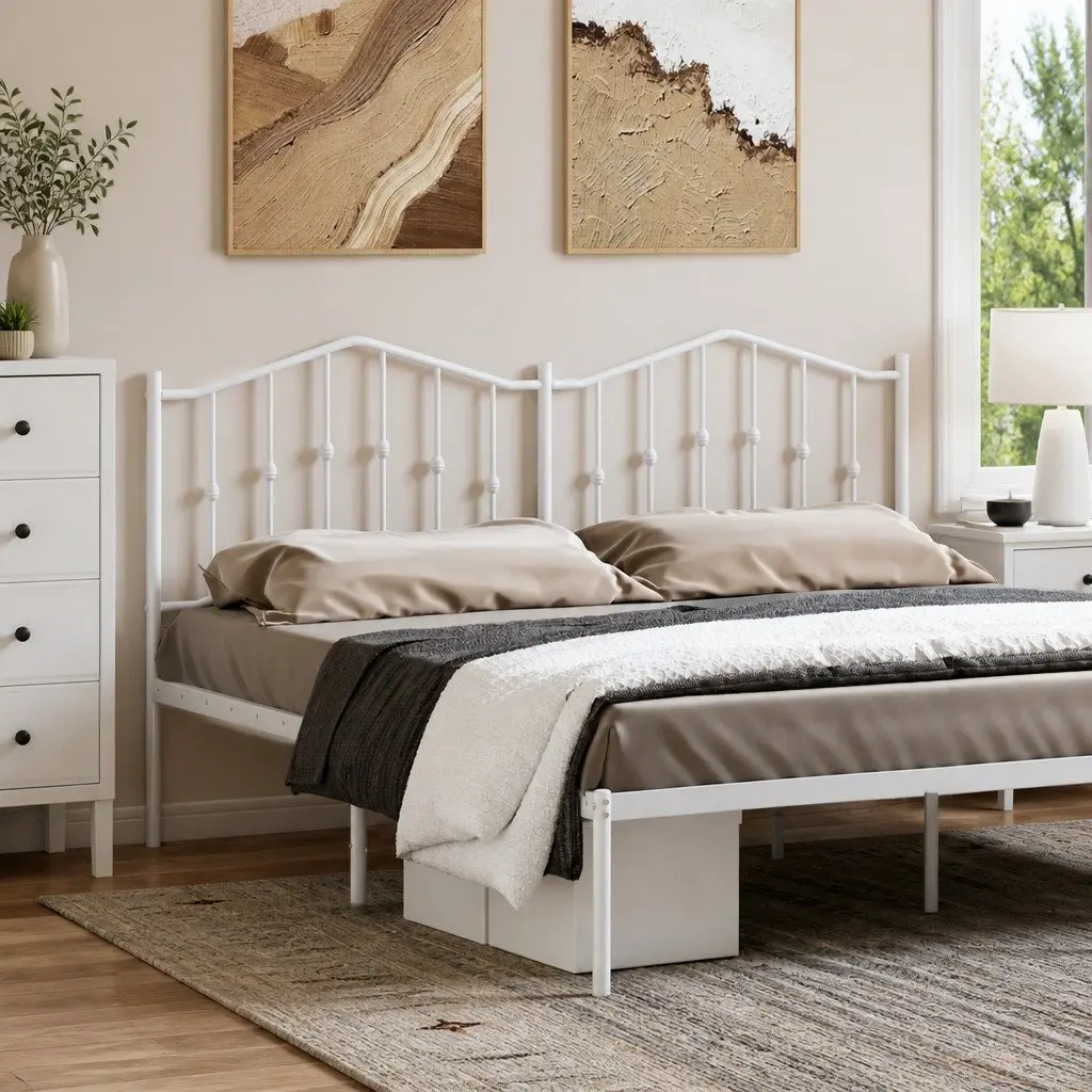 Metal Headboard Bedroom Furniture 180cm Black Steel Bed Frame Support
