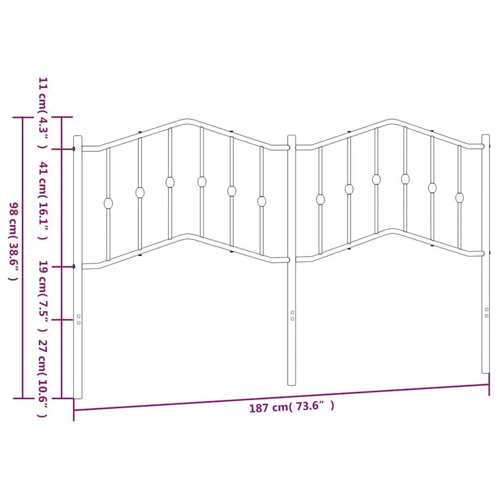 Metal Headboard Bedroom Furniture 180cm Black Steel Bed Frame Support