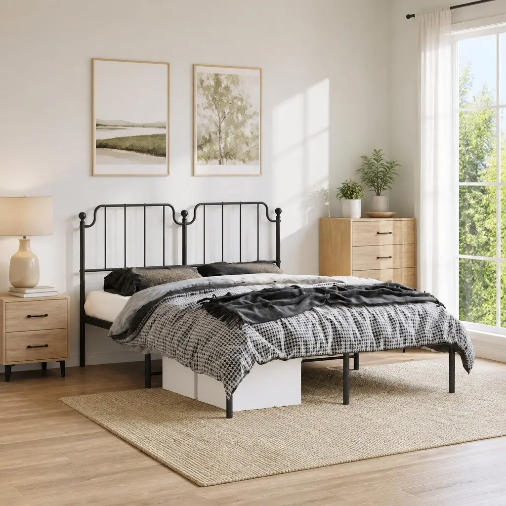 Metal Bed Frame with Headboard for Bedroom 150x200 cm