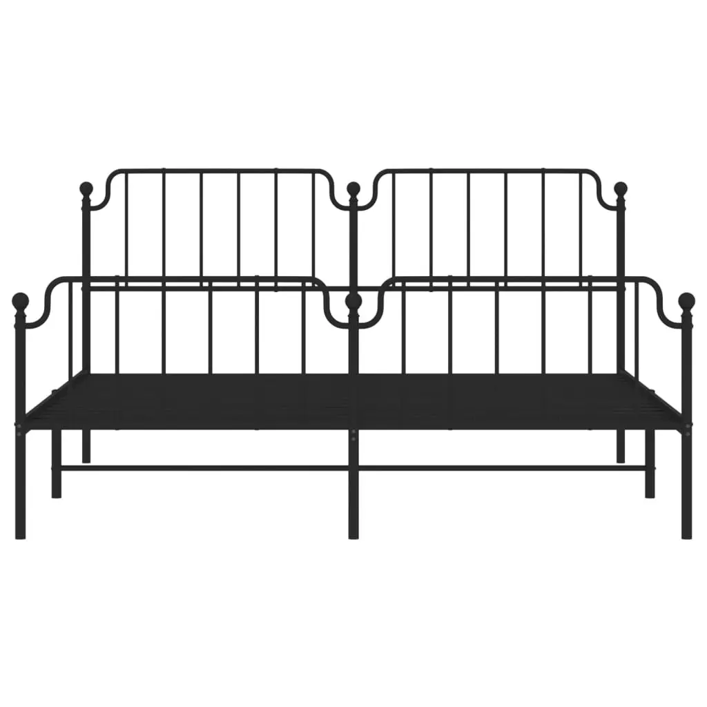 Metal Bed Frame King for Bedroom 183x203 cm with Footboard and Headboard Black