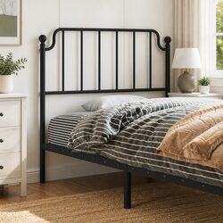90 cm Metal Headboard in Black - Robust Steel Design