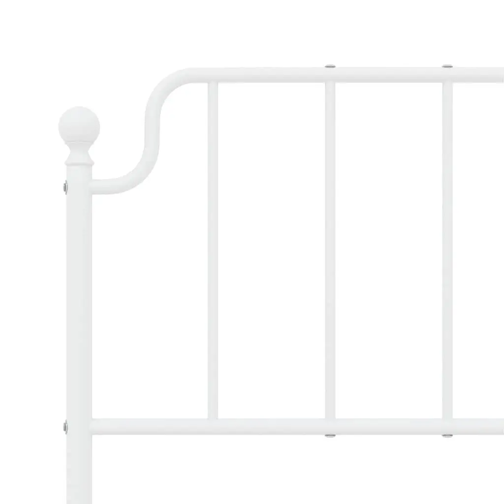 Metal Bed Frame with Headboard 150x200 cm Bedroom Furniture White Slats Support