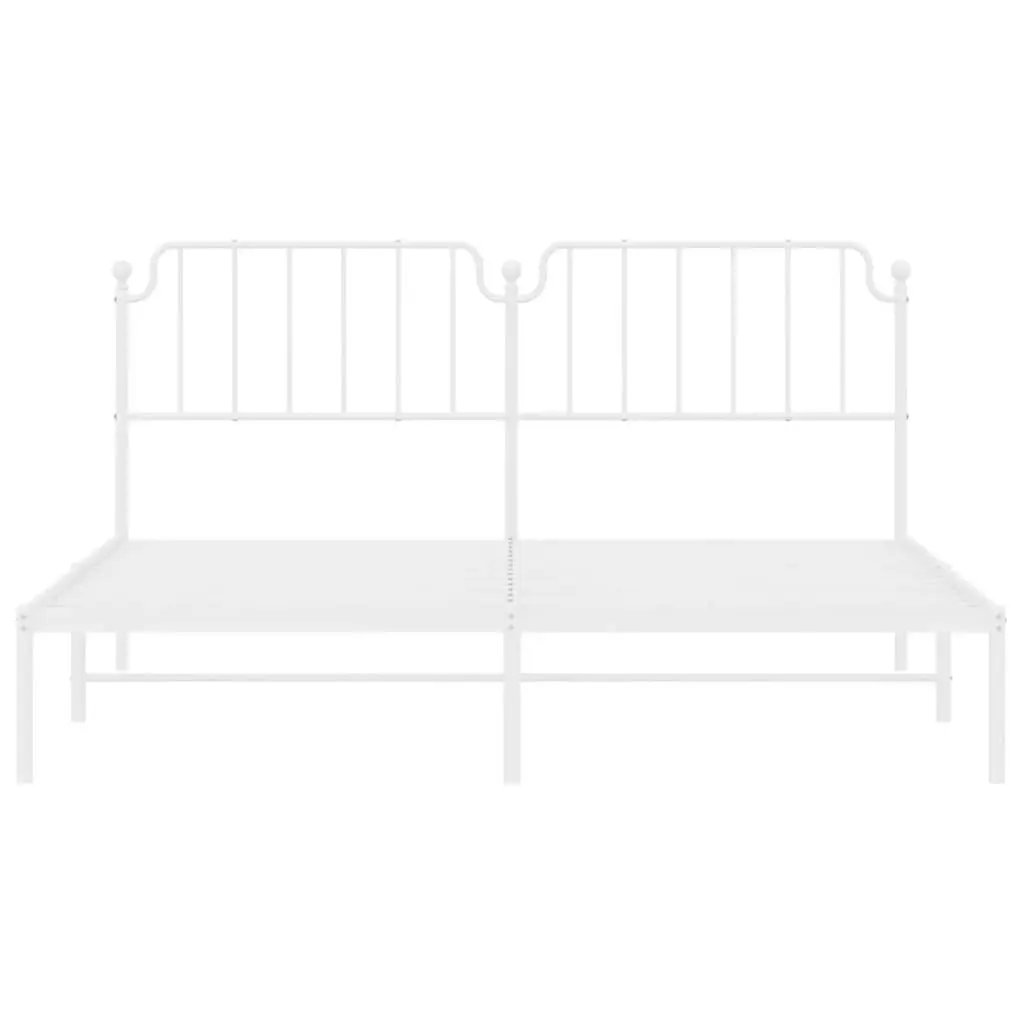 Metal Bed Frame King Bedroom 183x203 cm with Headboard White