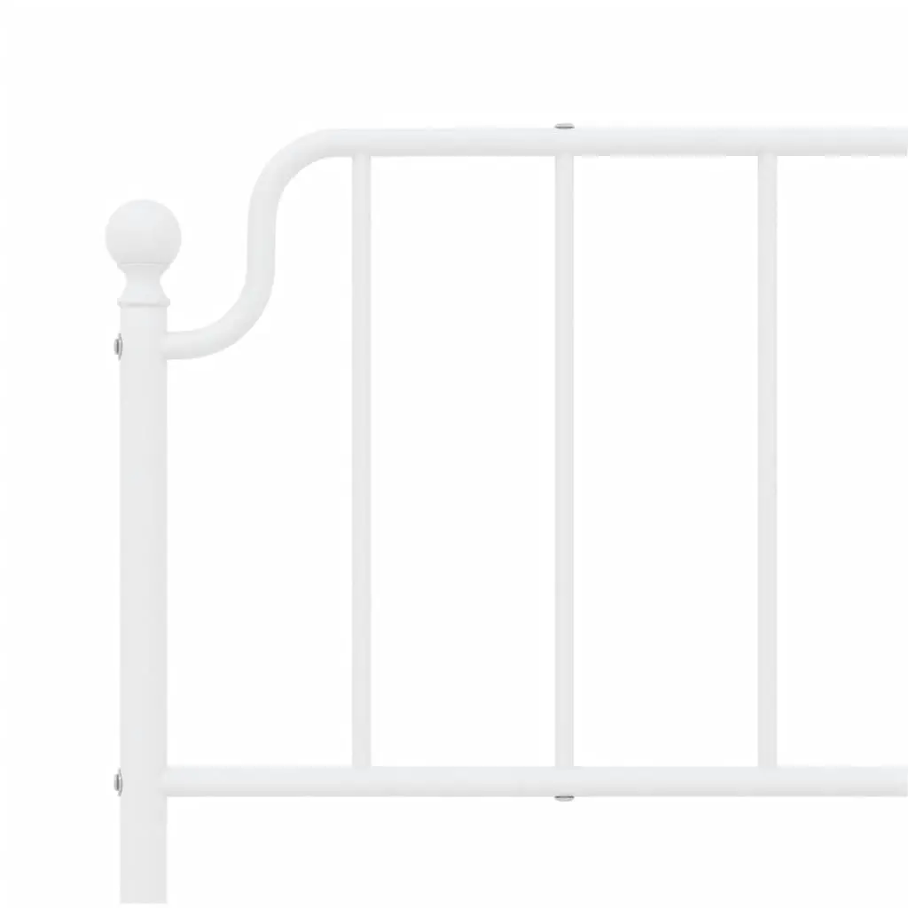 Metal Bed Frame King Bedroom 183x203 cm with Headboard White