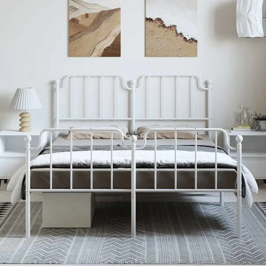 Metal Bed Frame Bedroom 150x200 cm White