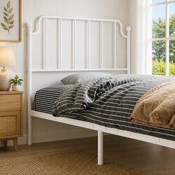 90cm White Metal Headboard - Powder Coated Steel