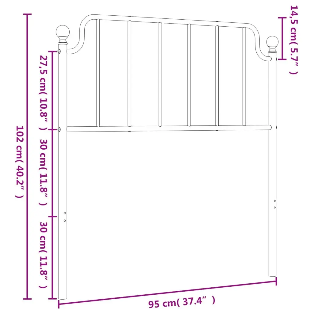Metal Headboard White Bedroom 90cm