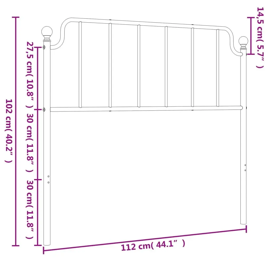 Metal Headboard Bedroom 107cm White Powder Coated Steel