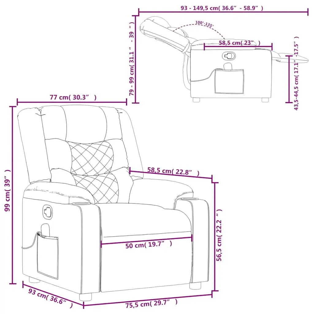 Grey Fabric Manual Massage Recliner