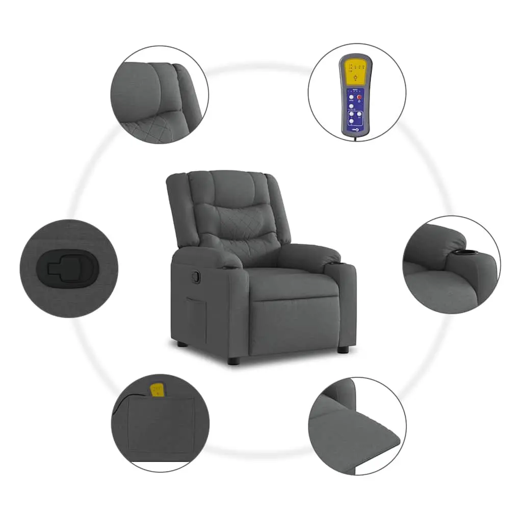 Grey Fabric Manual Massage Recliner
